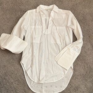 Rosenthal White Collared Shirt with Subtle Embroidery